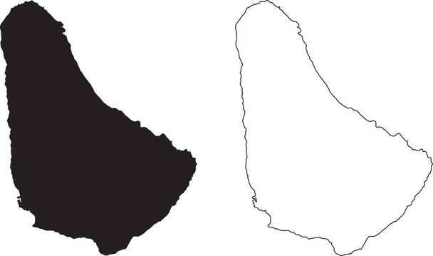 バルバドスマップ。黒のシルエットのカントリーマップは、白の背景に隔離された。白の背景に黒の輪郭。ベクトルベース - ベクター画像