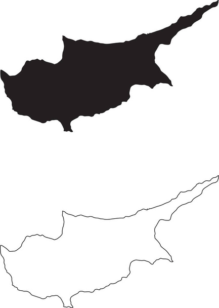 Mapa de Chipre. Mapa do país silhueta preta isolado sobre fundo branco. Esboço preto sobre fundo branco. Arquivo vetorial
 - Vetor, Imagem