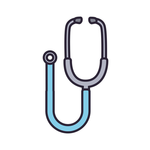 medical stethoscope, line and fill style icon - Vector, Image