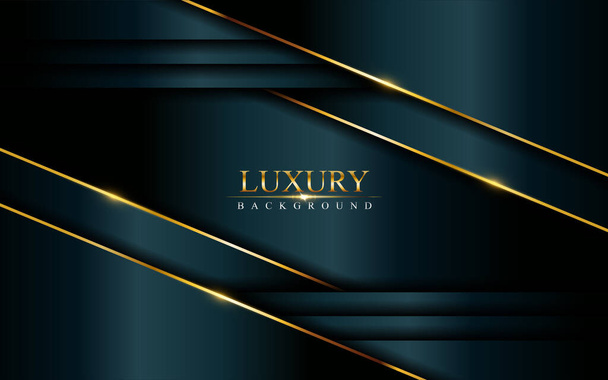 Luxurious dark background combine with golden lines and textured overlap layer design. Graphic design template - Vector, Image