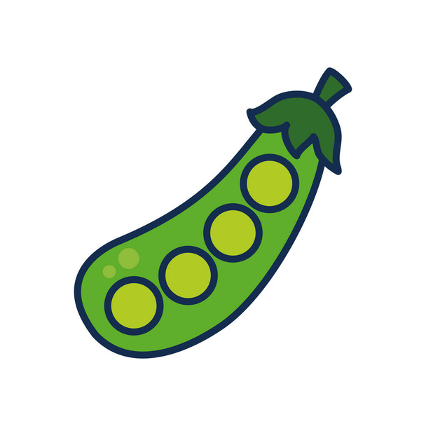 концепція фруктів та овочів, горох у значку соусу, лінія та стиль наповнення
 - Вектор, зображення