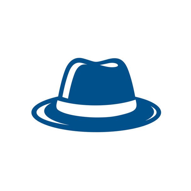 Blue Fedora Hat Illustration. Retro Icon Logo Illustration Design - Vector - Vector, Image