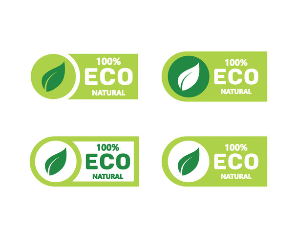 Eco 100 Natural Stamp Illustration. premium quality, locally grown, healthy food natural products, farm fresh sticker. Vector menu organic label, food product packaging bio emblem - Vector, Image
