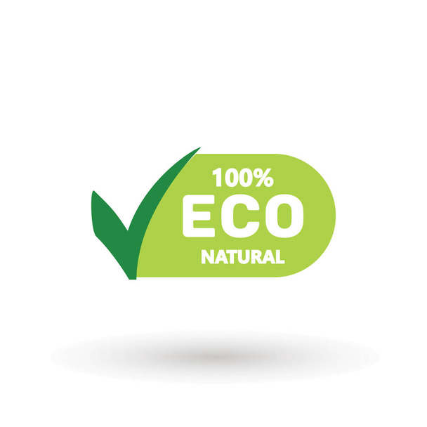 Eco 100 Natural Stamp Illustration. premium quality, locally grown, healthy food natural products, farm fresh sticker. Vector menu organic label, food product packaging bio emblem - Vektor, Bild