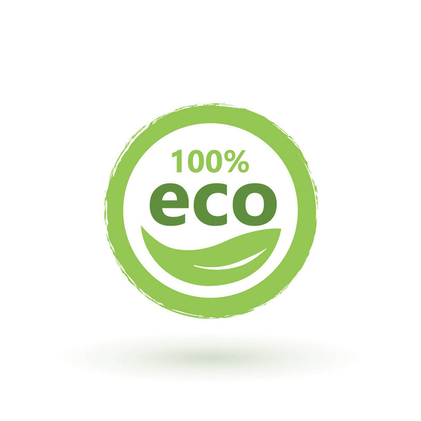 Eco 100 Natural Stamp Illustration. premium quality, locally grown, healthy food natural products, farm fresh sticker. Vector menu organic label, food product packaging bio emblem - Вектор,изображение