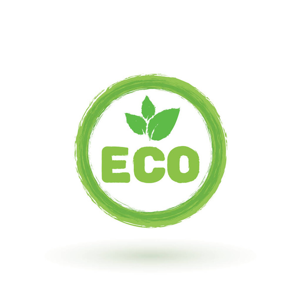 Eco illustration icon. premium quality, locally grown, healthy food natural products, farm fresh sticker. Vector menu organic label, food product packaging bio emblem - Wektor, obraz