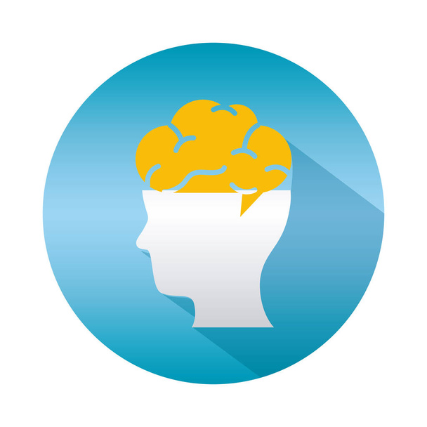 concept de santé mentale, icône cerveau sur tête humaine, style bloc dégradé
 - Vecteur, image