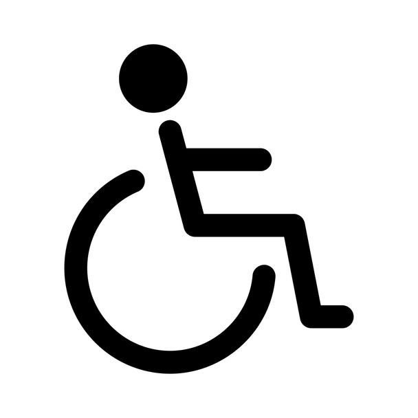 Ikona niepełnosprawności wózka inwalidzkiego. Podpisz dla osób niepełnosprawnych. Konstrukcja linii. - Zdjęcie, obraz