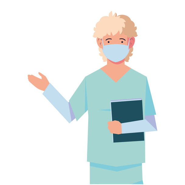 hombre médico de pie, personal médico sobre fondo blanco
 - Vector, imagen