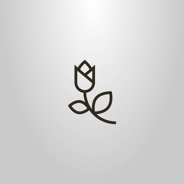 чорно-біла проста векторна лінія художній знак контуру однієї лінії квітки тюльпанів
 - Вектор, зображення