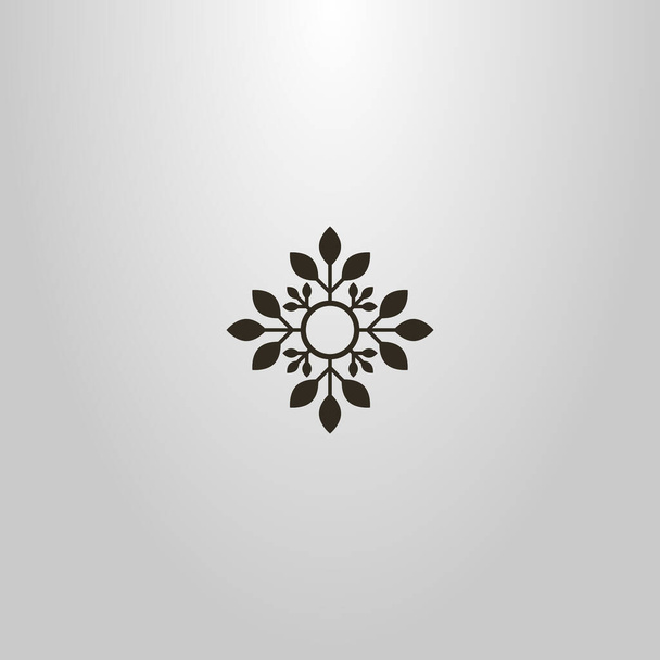 czarny i biały prosty wektor płaski zarys sztuki znak dekoracyjny cztery płatki kwiat - Wektor, obraz