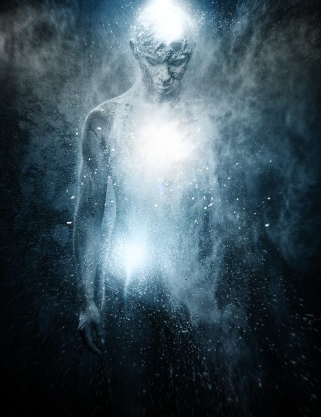 Man with conceptual spiritual body art - Photo, Image