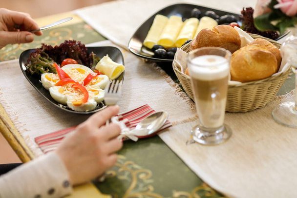 details of fresh breakfast served for 2 people - Photo, Image