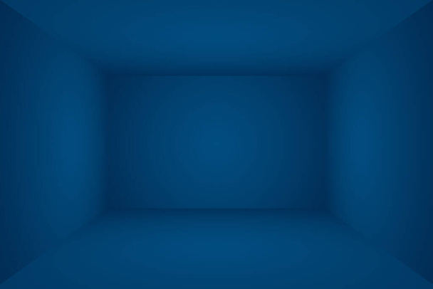 Abstrait Dégradé de luxe fond bleu. Bleu foncé lisse avec vignette noire Studio Banner. Salle de studio 3D
. - Photo, image