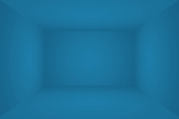 Abstrakter Luxus-Farbverlauf Blauer Hintergrund. Glattes Dunkelblau mit schwarzer Vignette Studio Banner. 3D Studio Zimmer. - Foto, Bild