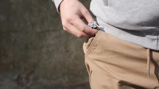 man turns out his pants pockets,bankruptcy and poverty,financial crisis - Footage, Video