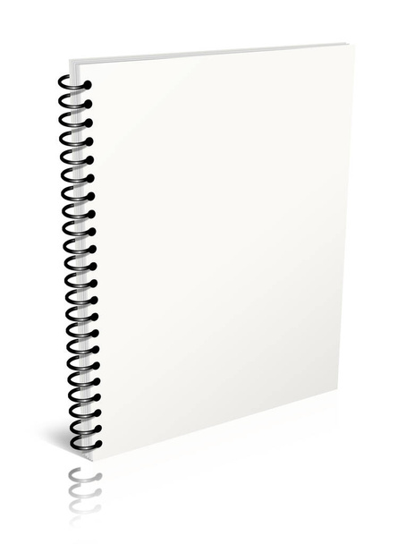 Empty spiral notebook. Illustration 3D rendering. Isolated on white background.  - Photo, Image