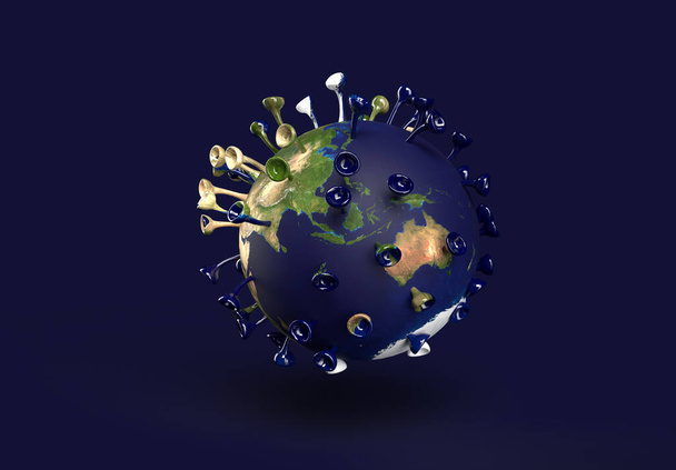 3d rendu de la terre représenté par coronavirus covid19 montrant l'Australie Continent
 - Photo, image