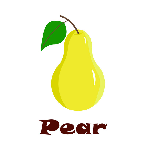 Icon set with yellow pear on white background.Organic ingredient. Food logo icon. Organic healthy food. - Vetor, Imagem