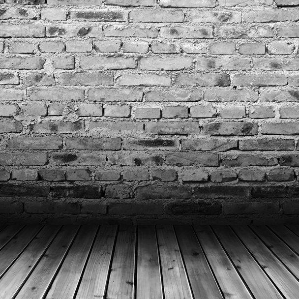 Brick wall and wood floor - Фото, изображение