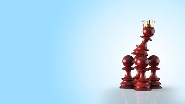 Η έννοια της ηγεσίας με την απεικόνιση πιόνι σκάκι. Αναδυόμενος ηγέτης μέσα στους εργαζόμενους. 3D απεικόνιση - Φωτογραφία, εικόνα