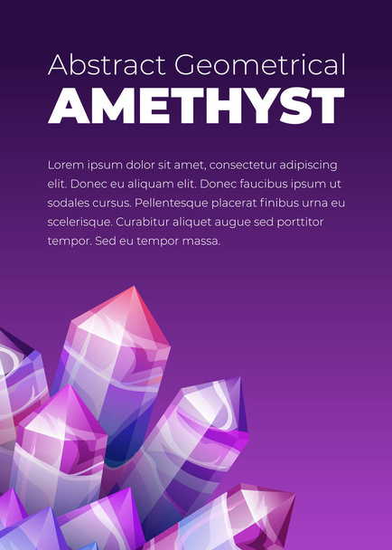 Ultraviolet amethyst gemstones design template. Vector backdrop of ultra violet gems on white isolated background. Boho magic crystals in trendy purple color of the year - Vector, Image