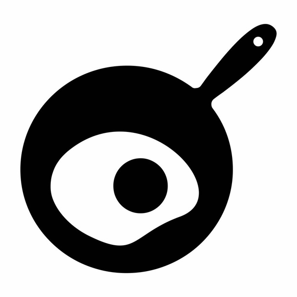 Fry egg black icon on white background - Vector, Image