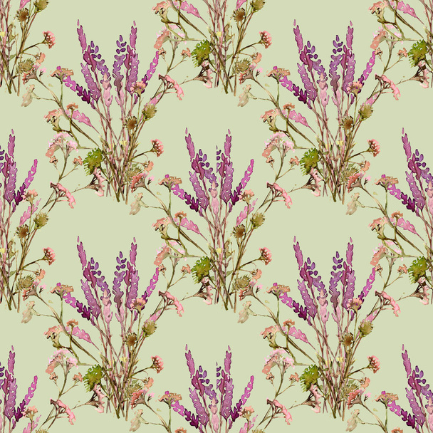 Watercolor botanical seamless lavender pattern - Fotó, kép