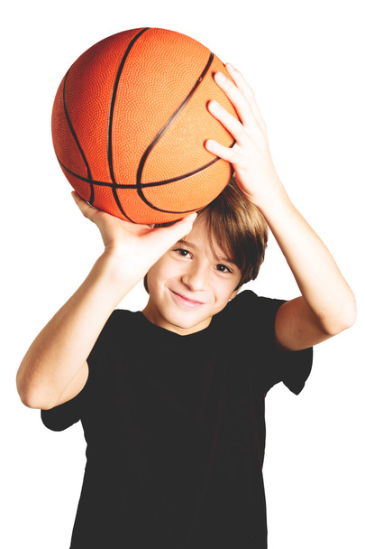 Basketball child isolated on white - Foto, immagini