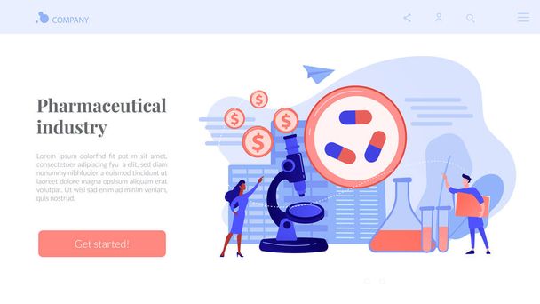 Pharmacological business concept landing page. - Vector, Image