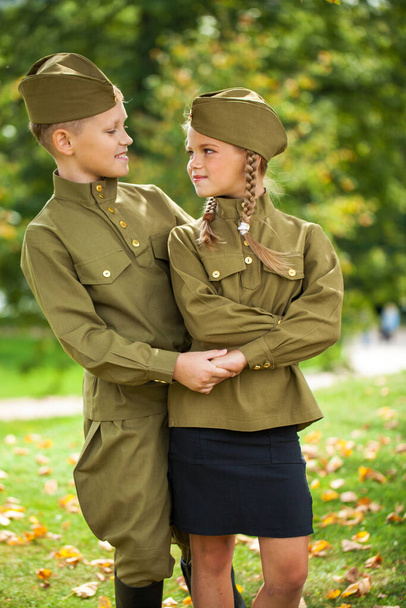 Two children in military uniforms of the Great Patriotic War  - Photo, Image