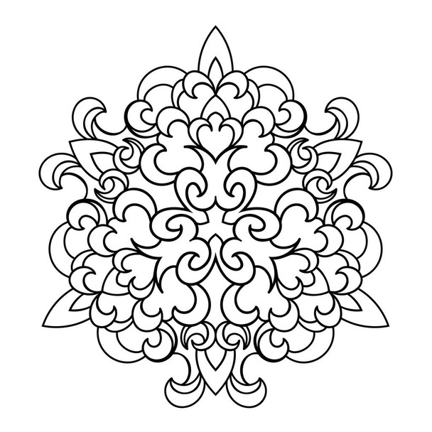 Декоративна мандала з квіткою вінтажні візерунки на білому ізольованому тлі. Для розмальовок сторінок книг
. - Вектор, зображення