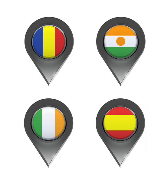 Flags inside pointers over white background. Vector design. - Vector, Image