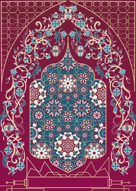 Arabisch floraler Bogen. Traditionelle islamische Ornamente. Gestaltungselement für Moscheen. Design-Vorlage für Grußkarte, Banner, Poster, Druck. Vektorillustration - Vektor, Bild