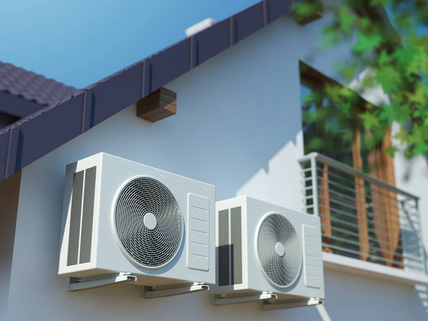 Dos compresores de aire en casa, ilustración 3d
 - Foto, Imagen