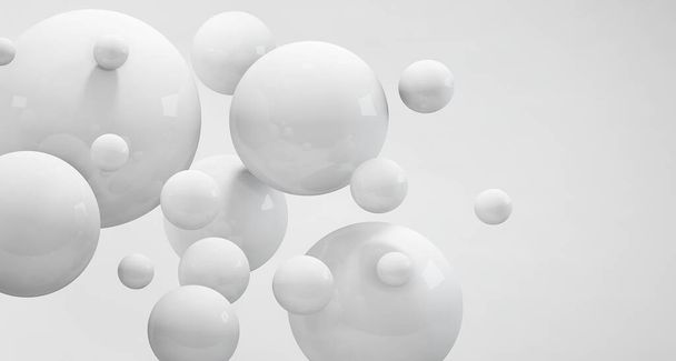 3d witte bollen, abstract licht koele achtergrond - Foto, afbeelding