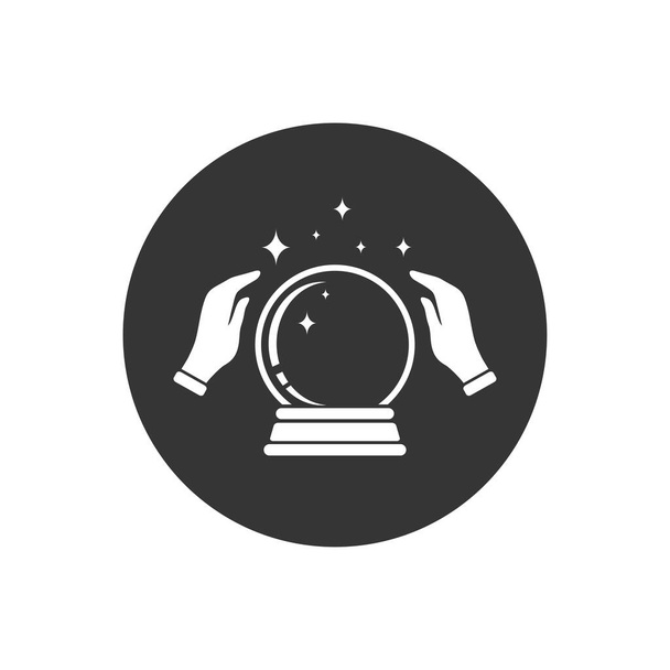 Crystal Ball Magic Icon With Hands. Vector Logo Template - Vector, Image