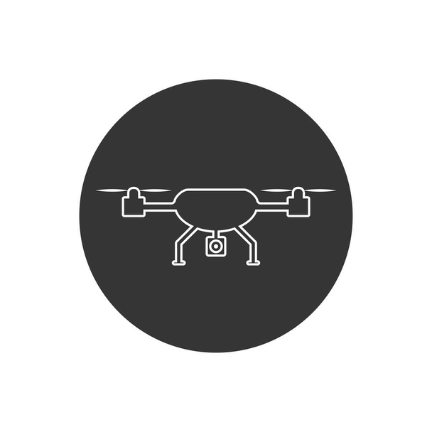 Ícone de linha de helicóptero drone em estilo plano. Vetor
 - Vetor, Imagem