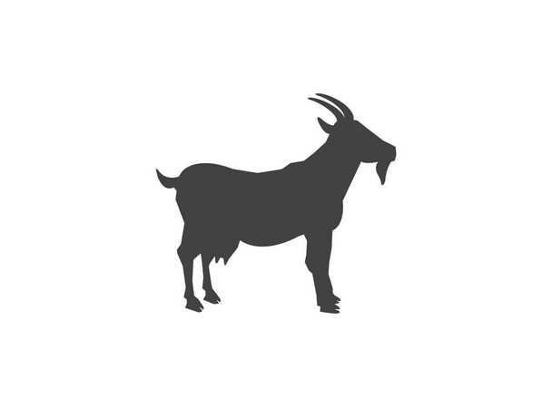 Козлиный силуэт логотип векторный шаблон, ягненок стоя вид сбоку черный дизайн на белом фоне
 - Фото, изображение