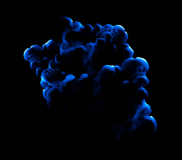 Blue smoke on a black background. 3d rendering, 3d illustration. - Foto, imagen