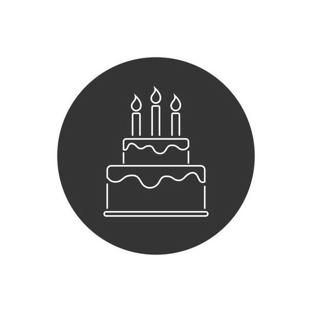 Joyeux anniversaire et Icône de ligne de gâteau. Vecteur
 - Vecteur, image