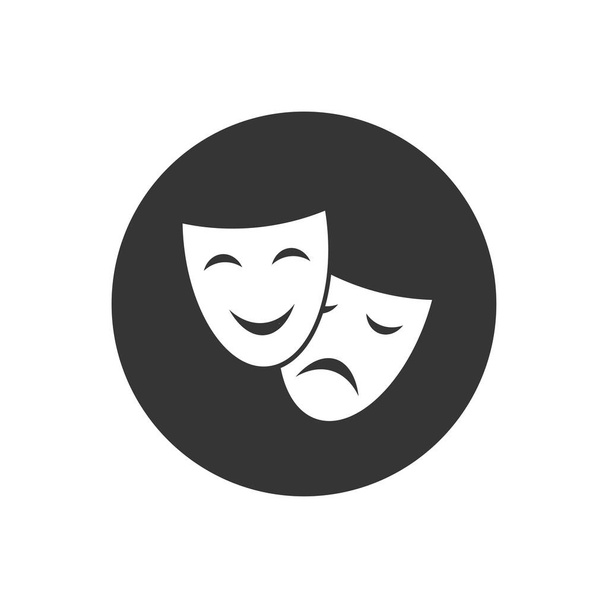 Mutlu ve hüzünlü tiyatro maskesi vektör simgesi - Vektör, Görsel