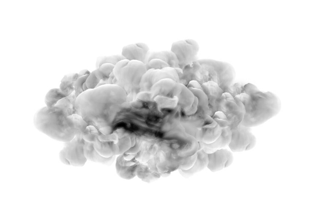 Gray smoke on white background. 3d rendering, 3d illustration. - Photo, image