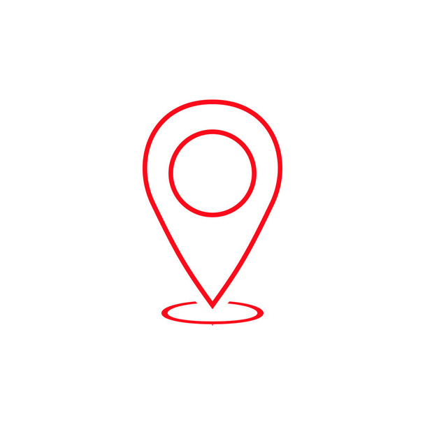 Línea roja pin icono vector. Icono de ubicación. Mapa icono puntero
 - Vector, Imagen