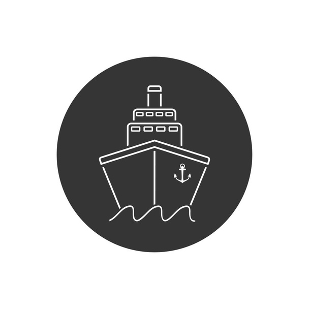 Gemi çizgisi simgesi düz. Gri arkaplanda siyah resim. Vektör illüstrasyon sembolü - Vektör, Görsel