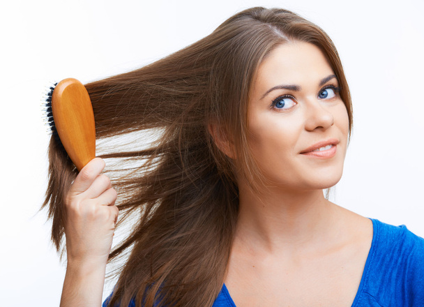 woman comb long hair - Foto, Imagen