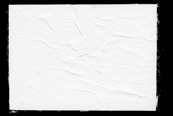 Білий паперовий плакат макет ізольований на чорному тлі. Порожня склеєна текстура аркуша паперу
 - Фото, зображення