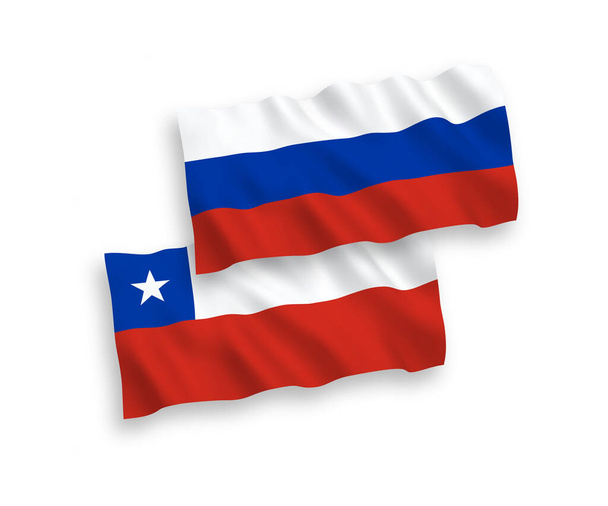 Σημαίες της Χιλής και της Ρωσίας σε λευκό φόντο - Διάνυσμα, εικόνα