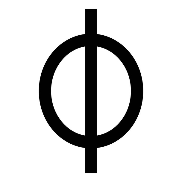 Phi řecký symbol malé písmeno malé písmo ikona černá barva vektor ilustrace plochý styl jednoduchý obrázek - Vektor, obrázek
