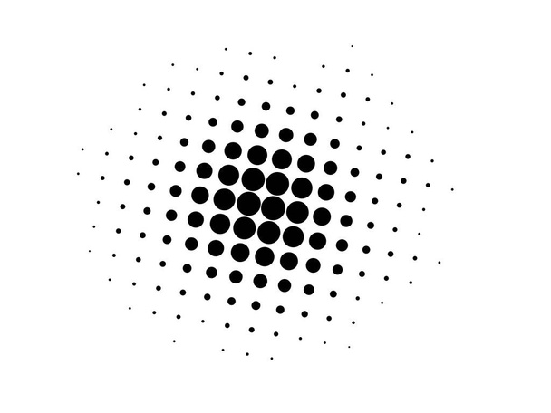 Абстрактный футуристический полутоновый рисунок. Комический фон. Точечный фон с кругами, точками, точками большого масштаба. Элемент дизайна для веб-баннеров, плакатов, открыток, обоев, сайтов. Черно-белый цвет                                - Фото, изображение